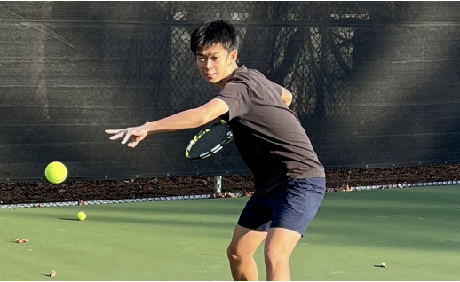 Senior trains tennis in Florida